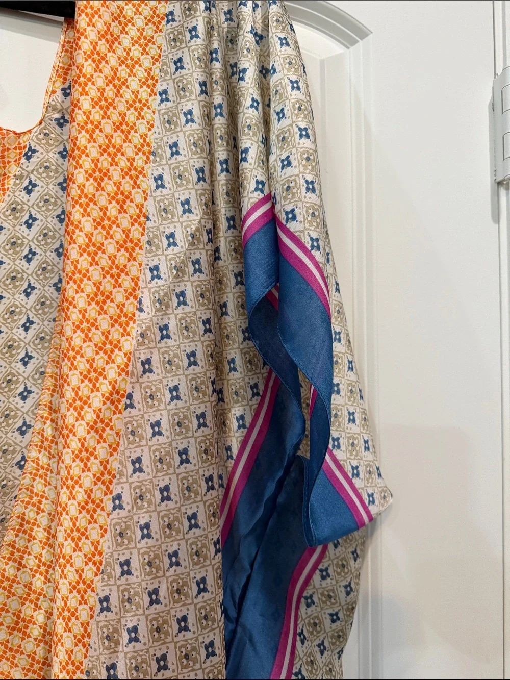 Women's Orange & Blue Patterned Swim Coverup Kimono